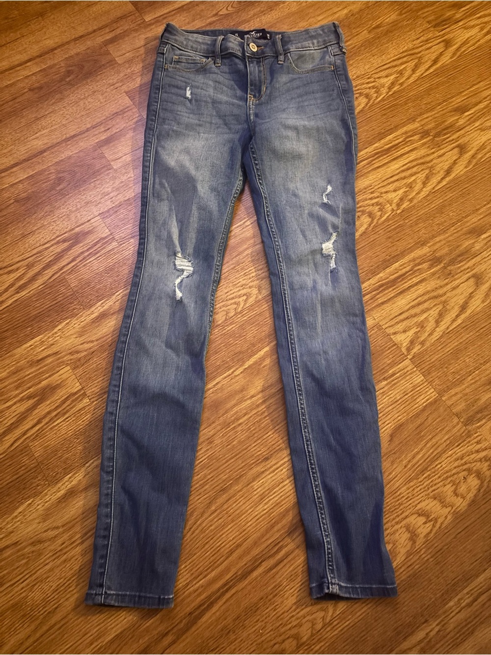 Hollister Skinny Distressed Jeans - Medium Blue